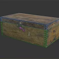 Vintage Wooden Storage Box With Metal Lock And Rustic Wood Grain Surface
