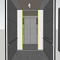 Modern Elevator Interior Structure With Metal Doors And Detailed Layout View