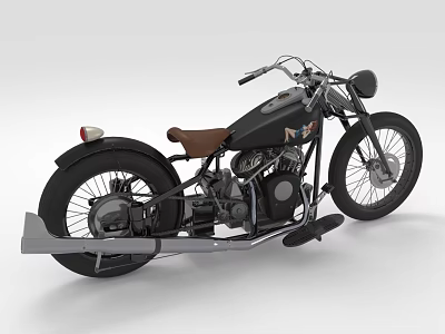 Vintage Motorcycle With Black Body Brown Seat And Classic Chrome Design Details 3d model