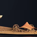 Ancient Wooden Mechanical Structures Featuring Large Wheels Wooden Frames And Ropes 3d model