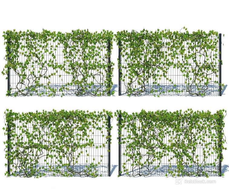 Lush Green Vines Growing On Trellis Fence For Outdoor Garden Decoration 3d model 