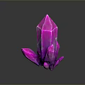 Vibrant Purple Geometric Crystal Cluster Isolated on Dark Background with Reflective Surface
