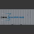 Shipping Truck Loaded With Blue FMA SHIPPING Container And Red Container