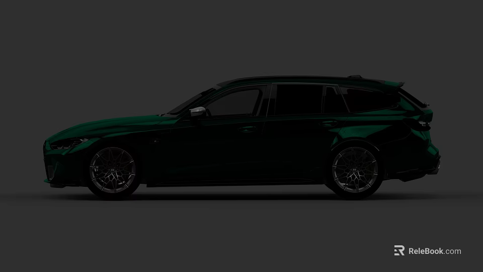 Dark Green Sporty Station Wagon With Sleek Body Design And Stylish Alloy Wheels 3d model 