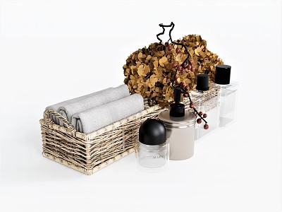 Modern Storage Basket Ornaments Combination Towel Hand Towel Bamboo Basket Bamboo Basket Flower Potted Perfume Shower Gel model