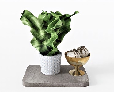 Modern Ice Cream Food Drink Food Tray Plant Vase Flower Pot Plant Green Plant 3d model