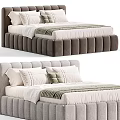 Modern Tufted Bed Frame with Soft Headboard and Light Colored Upholstery 3d model