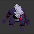Fantasy Beast With Blue Muscular Body White Mane Red Markings And Aggressive Stance