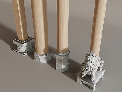Chinese Style Stone Pier Pillar Stone Drum Wooden Pillar Foundation Stone Chinese Style Pillar Foundation Wooden Pillar 3d model