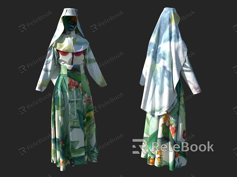 Nuns Clothes Coat Cartoon Props Sick Leather Cloth Wardrobe Pendant model