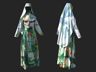 Nuns Clothes Coat Cartoon Props Sick Leather Cloth Wardrobe Pendant 3d model