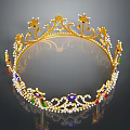Luxurious Golden Crown Adorned With Colorful Gemstones Pearls And Intricate Decorations