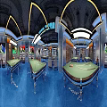 Modern Billiard Room Interior With Multiple Pool Tables Cues And Lighting