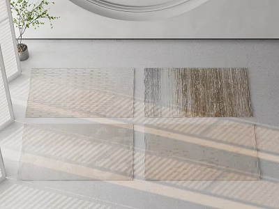 Four Stylish Square Rugs With Textured Patterns For Modern Home Interior 3d model