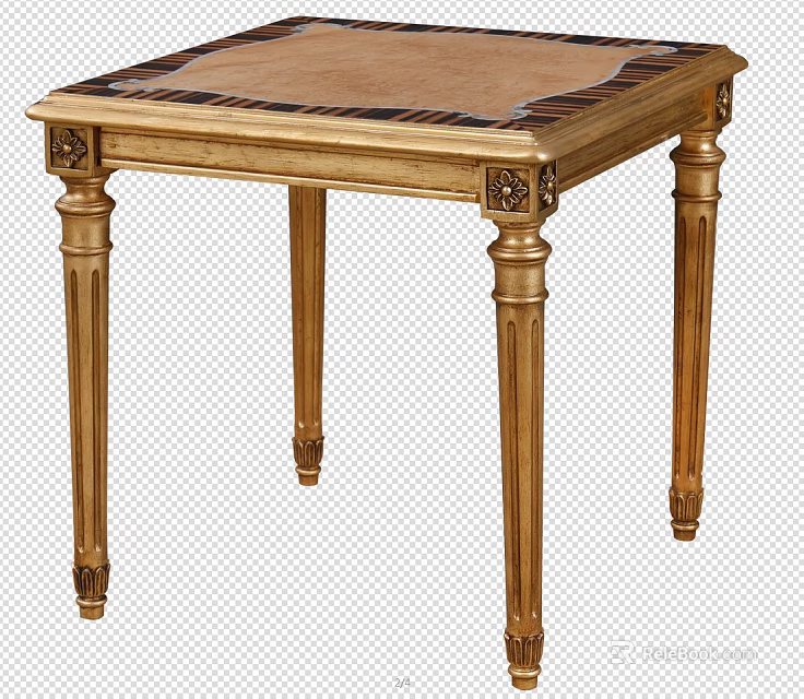 Elegant Golden Side Table With Ornate Carved Legs and Decorative Inlaid Top Design 3d model 