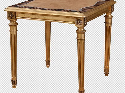 Elegant Golden Side Table With Ornate Carved Legs and Decorative Inlaid Top Design 3d model
