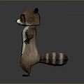 3D Animated Raccoon Character In Standing Pose With Fluffy Fur And Cute Expression