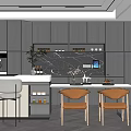 Modern Dining Table and Chair Combination Home Dining Table and Chair Water Bar Counter West Cabinet 3d model