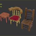 Natural Wooden Leisure Chair With Pink Cushion And Rustic Craft Design
