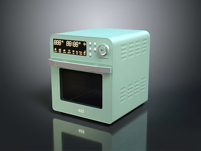 Mint Green Modern Kitchen Appliance Toaster Oven With Digital Display And Knob Control 3d model