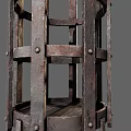Vintage Agricultural Equipment With Metal Frame Spiked Top And Grid Design Base Supports