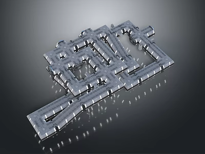 Intricate 3D Metal Grid Structure With Shiny Silver Interconnected Components 3d model