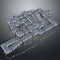 Intricate 3D Metal Grid Structure With Shiny Silver Interconnected Components