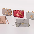 Quilted Fashion Handbags With Chain Straps Gold Hardware And Red Beige Gray Pink Color Options