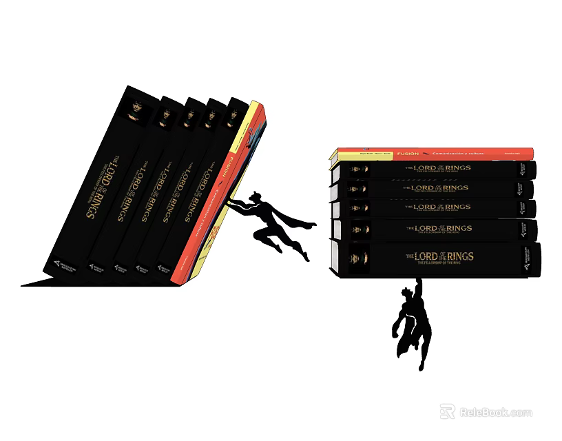 Classic Hardcover Books Stacked For Home Library Collection With Various Genres 3d model 