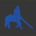 Armored Purple Knight Riding Purple Horse With Red Accents And Sword