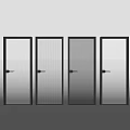 Modern Interior Doors With Black Frame And Various Glass Textures 3d model