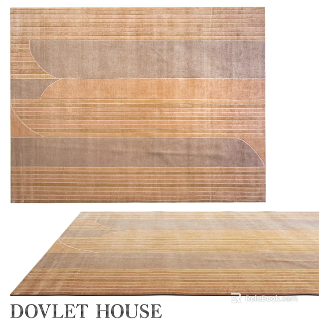 Modern Square Carpet With Geometric Stripes And Wave Patterns In Neutral Tones 3d model 