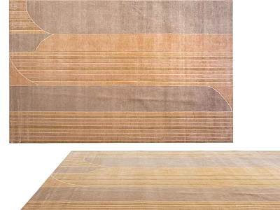 Modern Square Carpet With Geometric Stripes And Wave Patterns In Neutral Tones 3d model