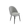 Light Gray Upholstered Single Chair With Modern Design And Black Metal Legs