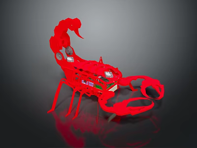 Red Scorpion 3D Model Featuring Artistic Design And Detailed Structural Elements 3d model