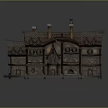 Cartoon Fairy Tale House Scene With Multiple Chimneys Pointed Roof And Decorative Windows