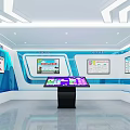 Futuristic Modern Tech Room With White Blue Console Two Seats And Glowing Lines
