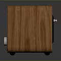 Retro Computer Speaker With Wooden Case Black Front Panel Knobs And Digital Time