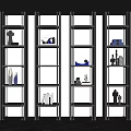 Modern Multi Tier Shelving Unit With Open Design Displaying Decorative Items And Books 3d model