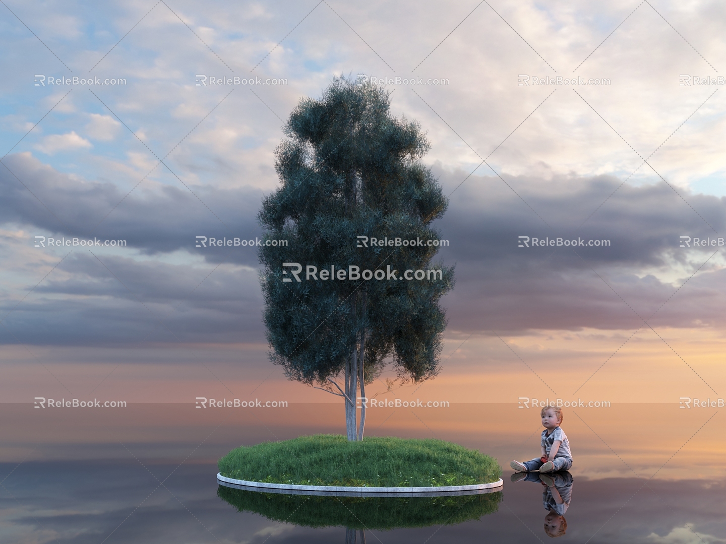 Juniper Tree Big Tree Tree Plant Street Tree Park Tree Landscape Plant Greening City Tree Outdoor Forest Figure Children Sky HDR 3d model