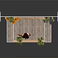 Decorative Balcony Structure With Arch Patterns And Potted Flowers By Brick Window