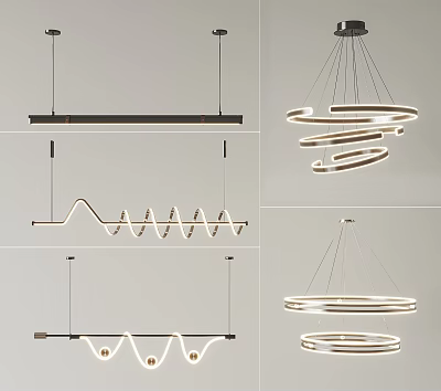Modern Chandeliers with Spiral and Circular Shapes for Contemporary Interior Spaces 3d model