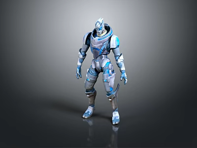 Blue And Silver Armored Standing Toy Robot Figure For Kids Daily Playtime Fun 3d model
