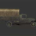 Functional Military Truck With Canvas Cover And Cargo Bed