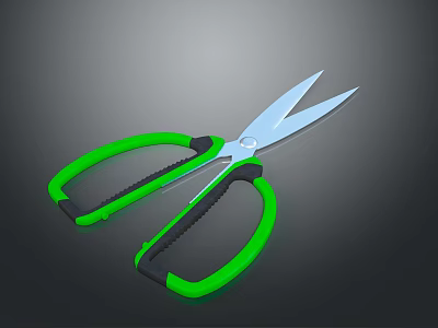 Durable Hardware Scissors with Green Black Handles Stainless Steel Blades and Anti Slip Grip Design 3d model