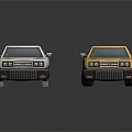 Stylish Vintage White and Yellow Classic Cars on Shiny Reflective Surface