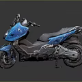 Blue BMW Motorcycle Scooter With Worn Exterior And Vintage Design Features
