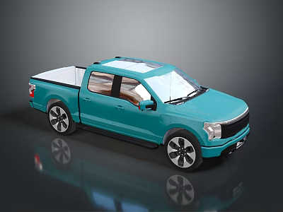 Turquoise Blue Modern Pickup Truck With Sunroof And Large Alloy Wheels 3d model