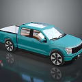Turquoise Blue Modern Pickup Truck With Sunroof And Large Alloy Wheels