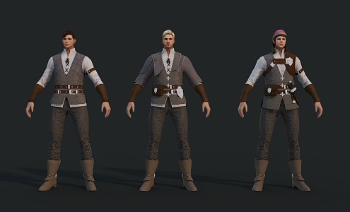 Medieval Civilian Young Gentleman Mercenary Ranger Warrior Boy Handsome Artist 3d model